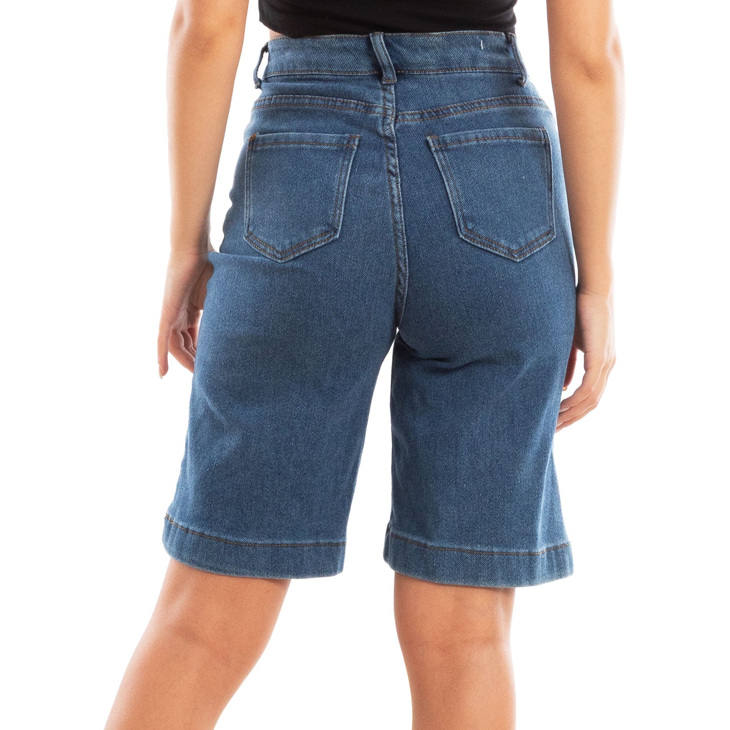 toocool bermuda donna jeans scuro al ginocchio pantaloncini vi 5002