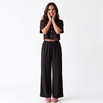 toocool completo donna crop top pantaloni palazzo casual toocool vi 5084