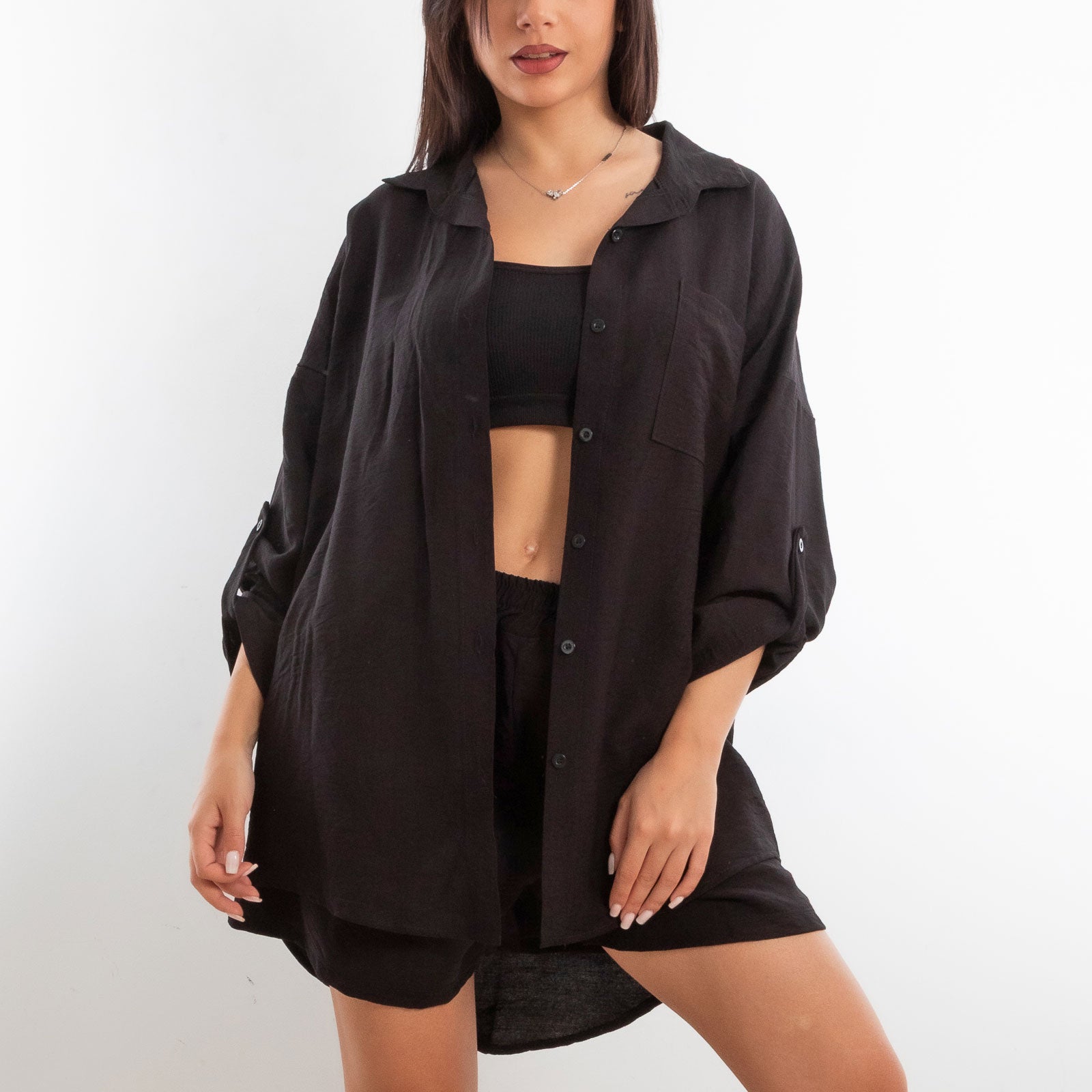toocool completo due pezzi donna camicia pantaloncini vi 5546