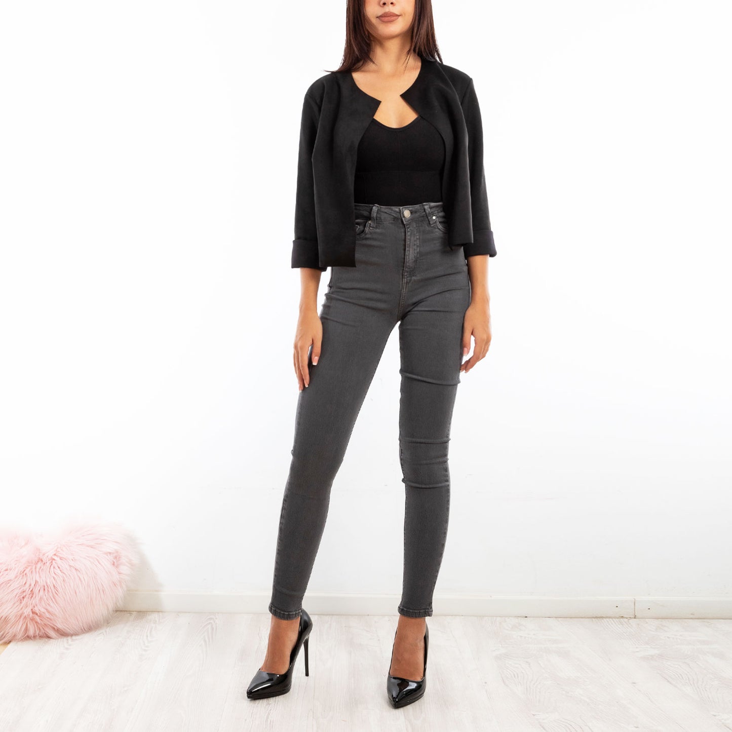 toocool giacca donna finta pelle scamosciata aperta 20868