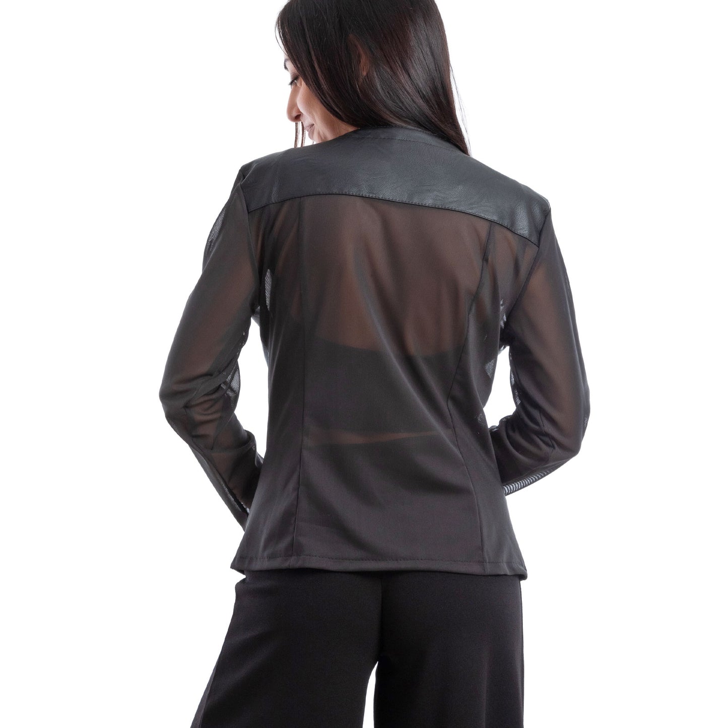 toocool giacca pelle sintetica donna velata elegante g987