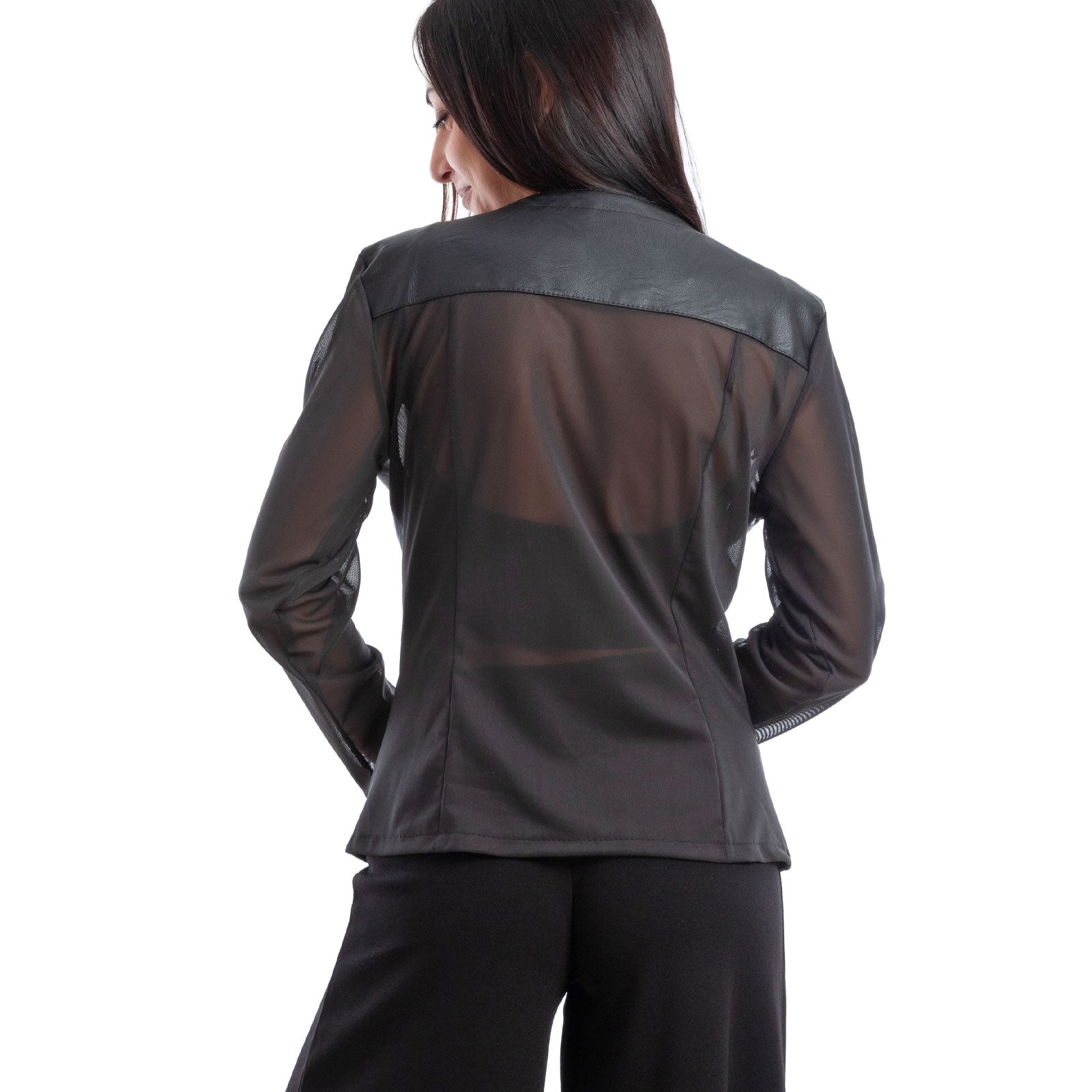 toocool giacca pelle sintetica donna velata elegante g987