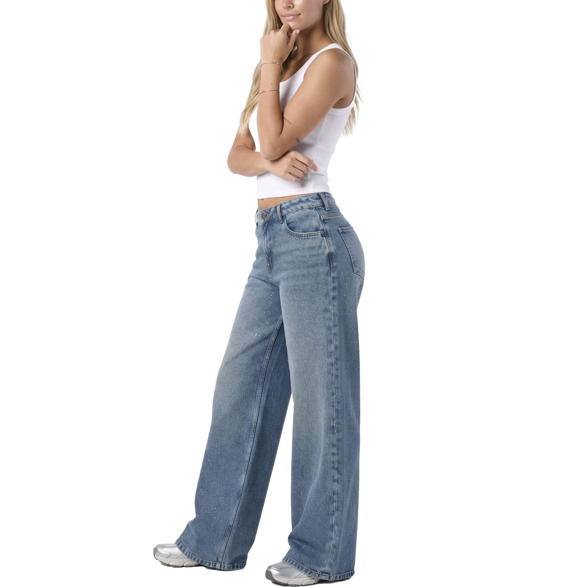 toocool jeans baggy donna ampi con glitter argento toocool tf8039 blu 42