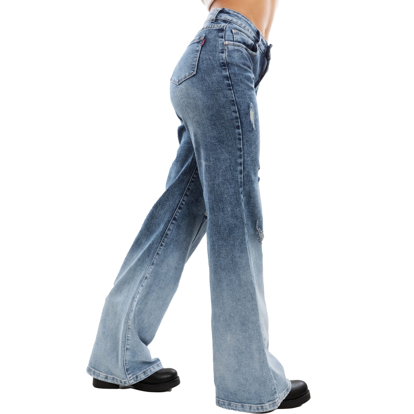 toocool jeans donna palazzo gamba larga baggy ripped pantaloni denim toocool x225 blu xs