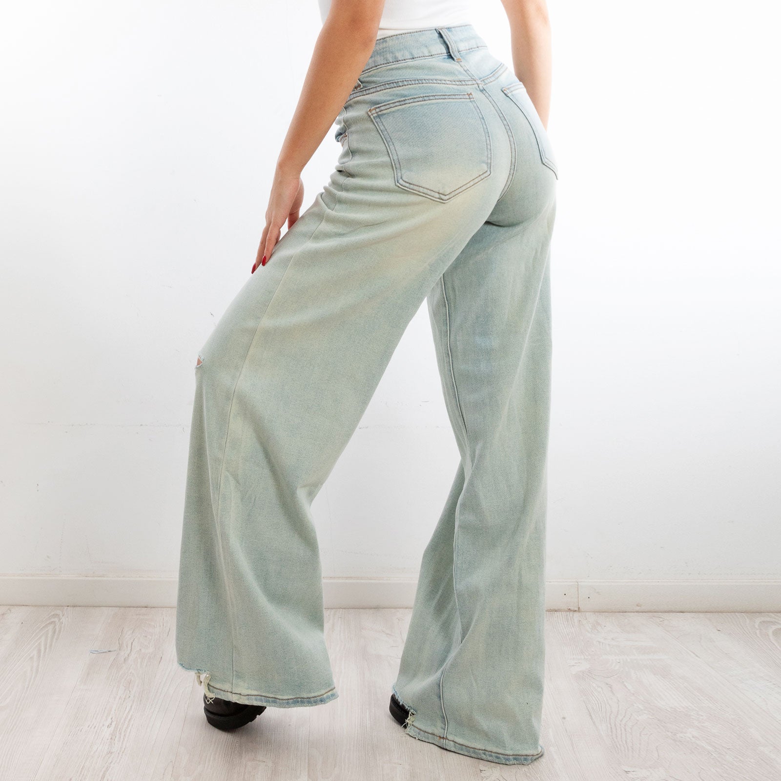 toocool jeans donna pantaloni strappati palazzo casual baggy dt126a