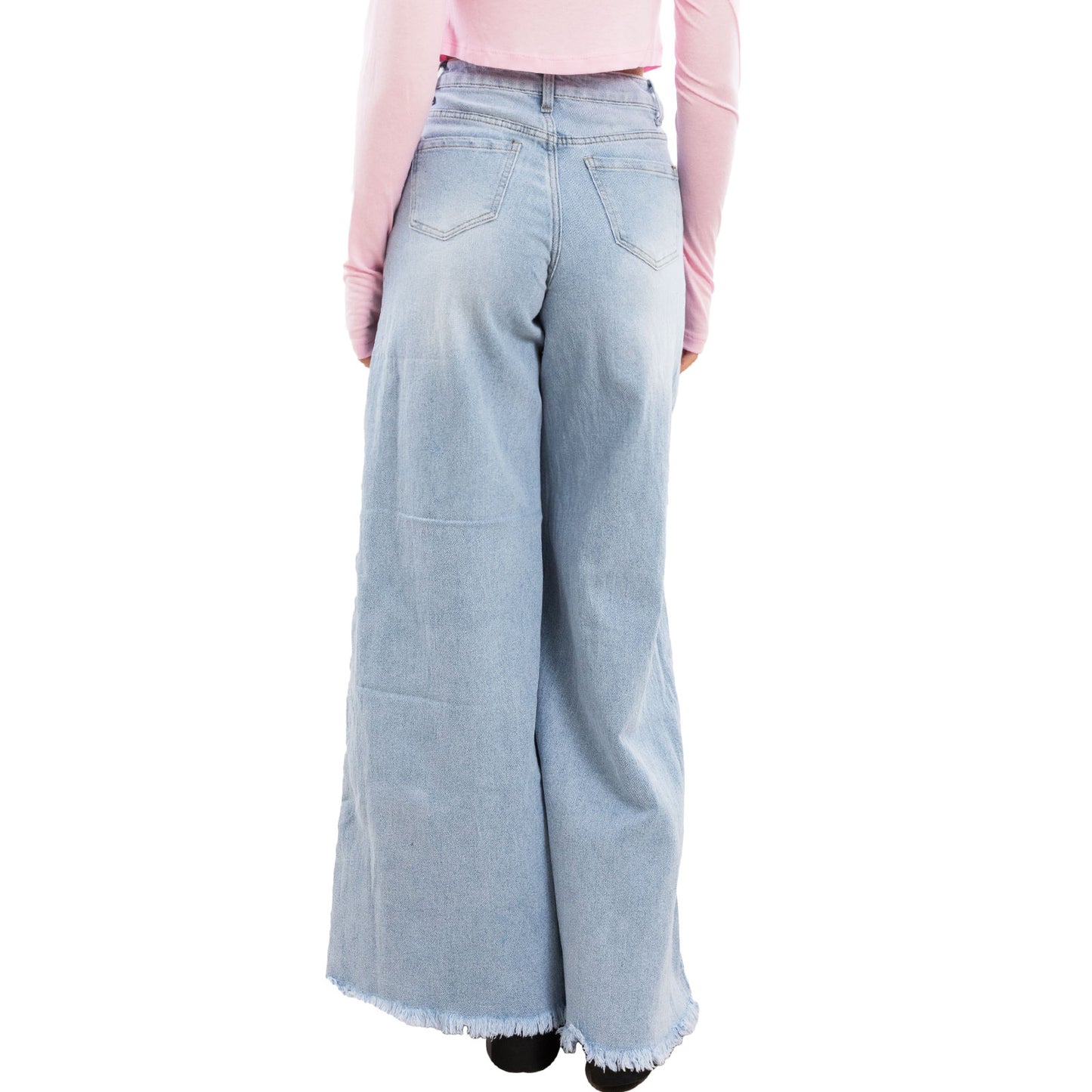 toocool jeans donna zampa larga orlo sfrangiato pantaloni denim flare vita alta lavaggio chiaro stile boho chic toocool fx1243 1 blu xs