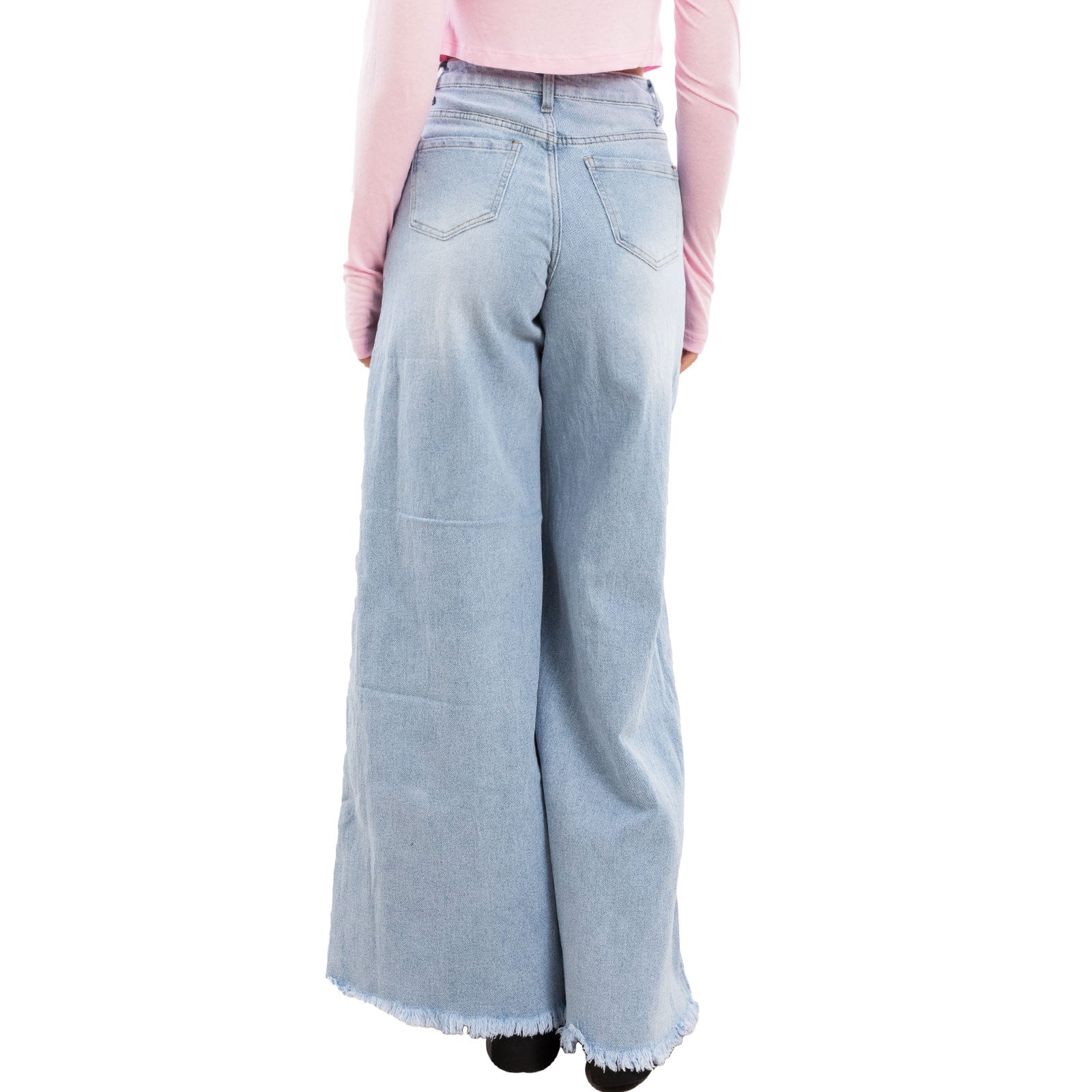toocool jeans donna zampa larga orlo sfrangiato pantaloni denim flare vita alta lavaggio chiaro stile boho chic toocool fx1243 1 blu xs