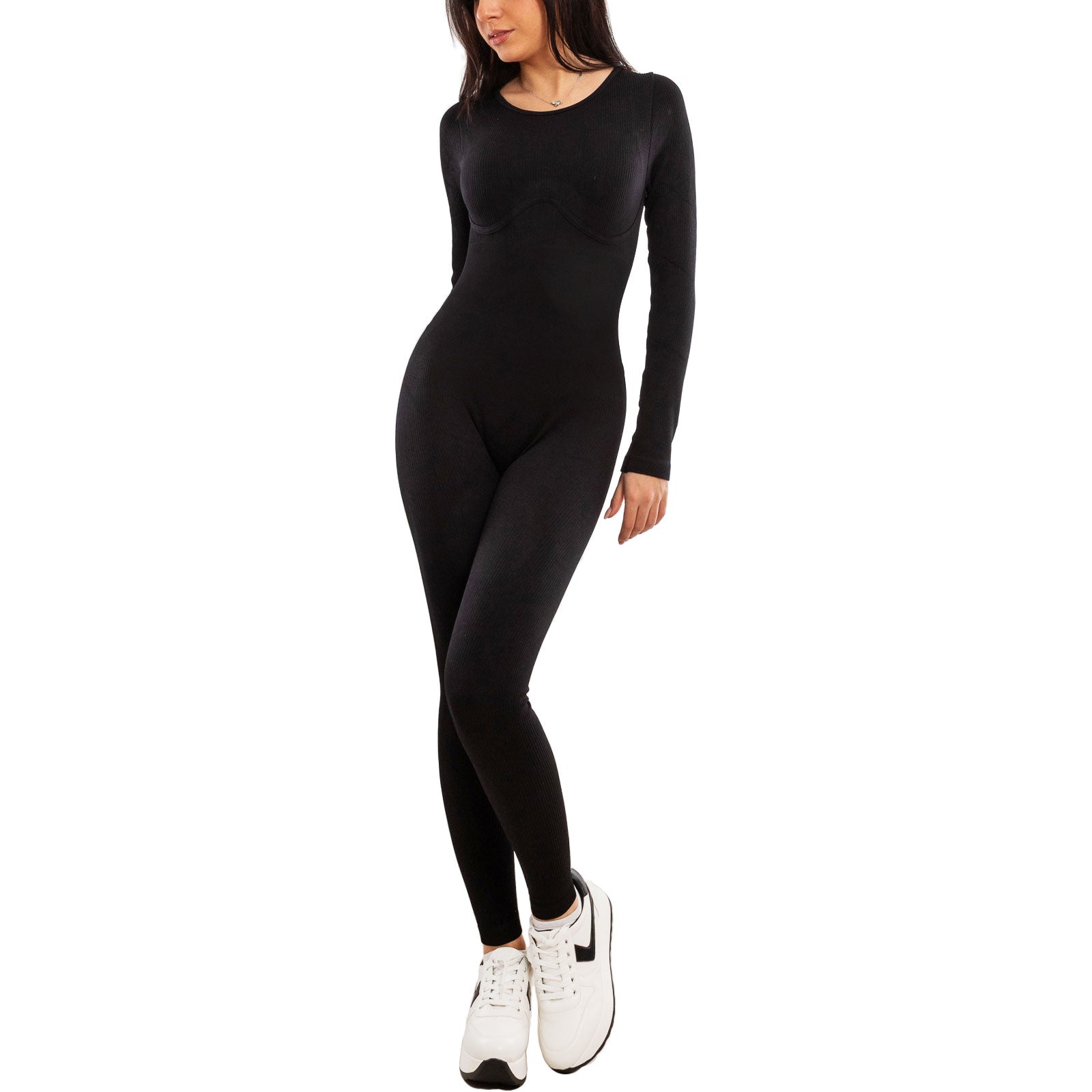 toocool jumpsuit overall sportiva donna aderente tuta intera yoga fitness push up elasticizzata palestra pilates toocool s90019 nero sm