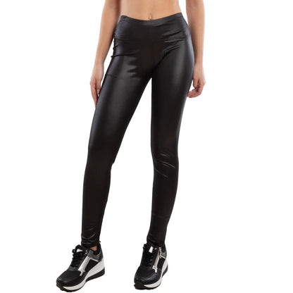 toocool leggings donna effetto liquid elasticizzati pantaloni skinny vita alta lucidi vi 3211