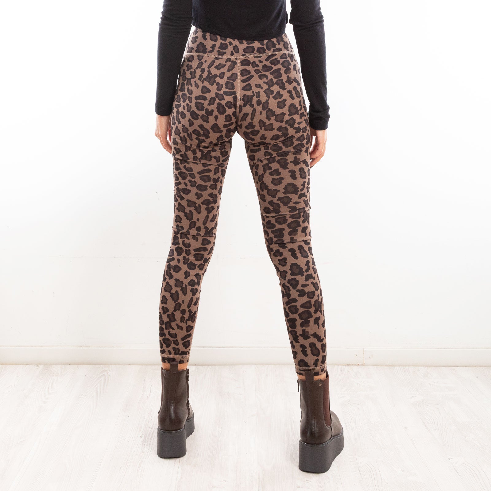 toocool leggings donna pantaloni maculati leopardati vita alta elasticizzati toocool vi 7881 marrone sm