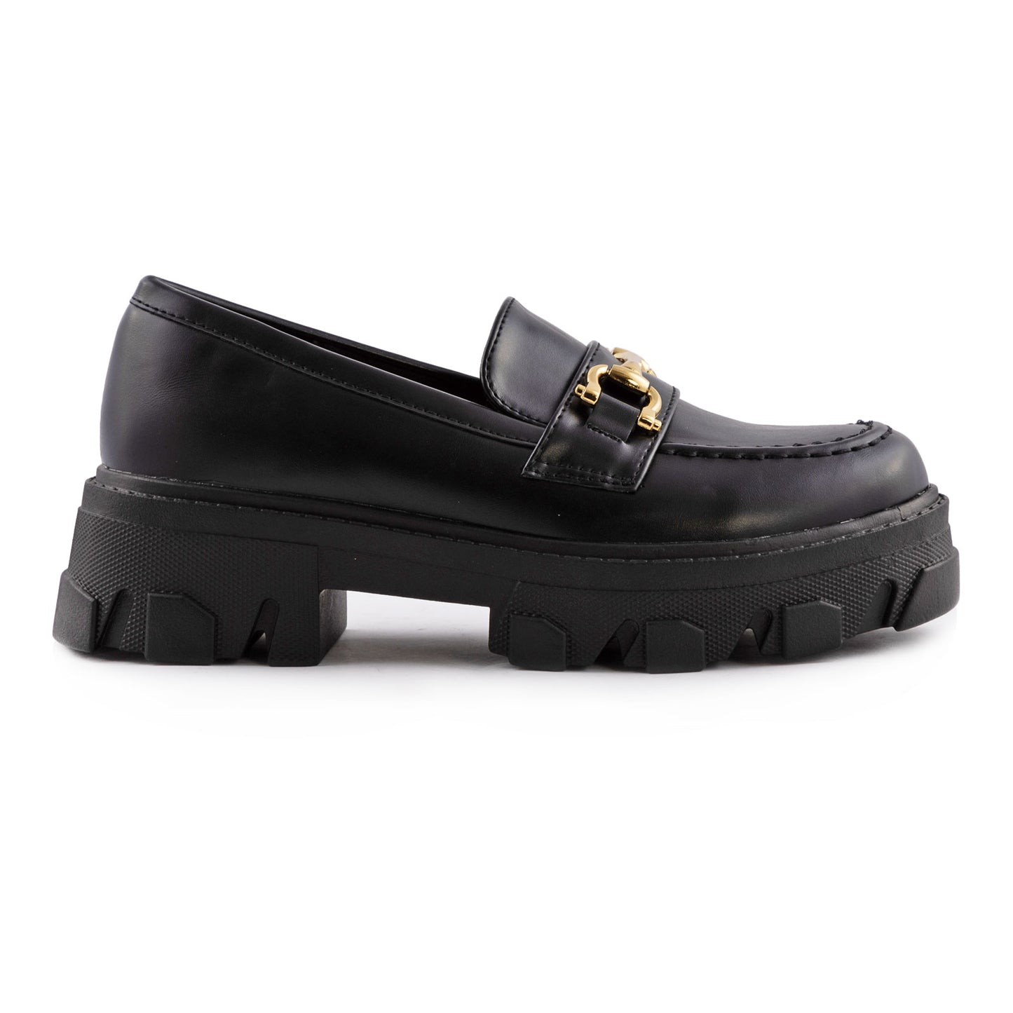 toocool mocassini donna platform con suola carrarmato scarpe penny loafer in similpelle lucida con morsetto dorato q1032