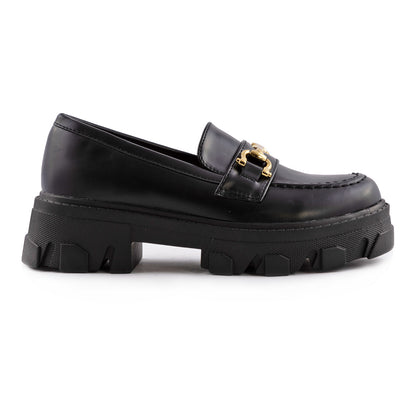 toocool mocassini donna platform con suola carrarmato scarpe penny loafer in similpelle lucida con morsetto dorato q1032
