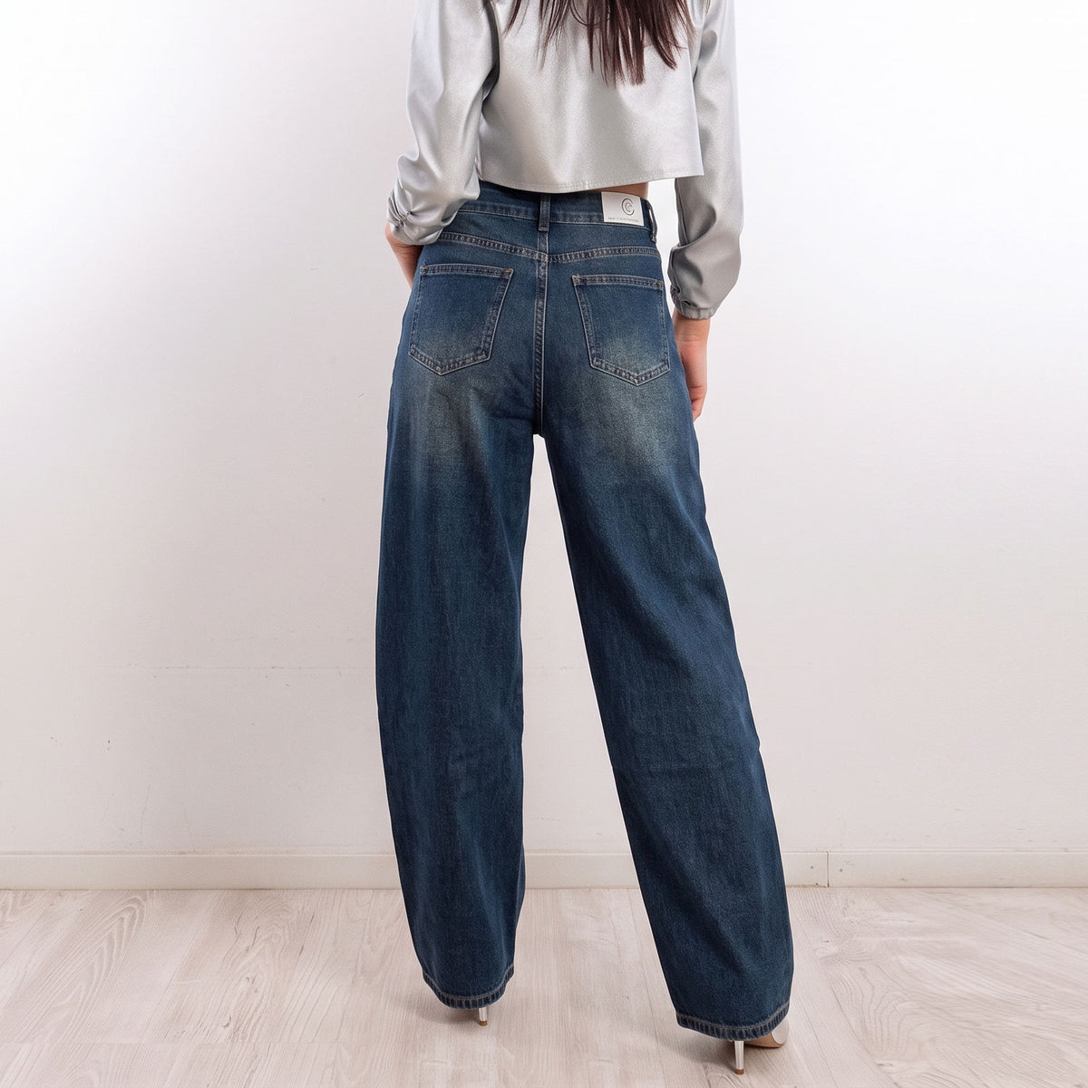 toocool pantaloni baggy jeans donna denim larghi con bottoni toocool jf672b blu xs