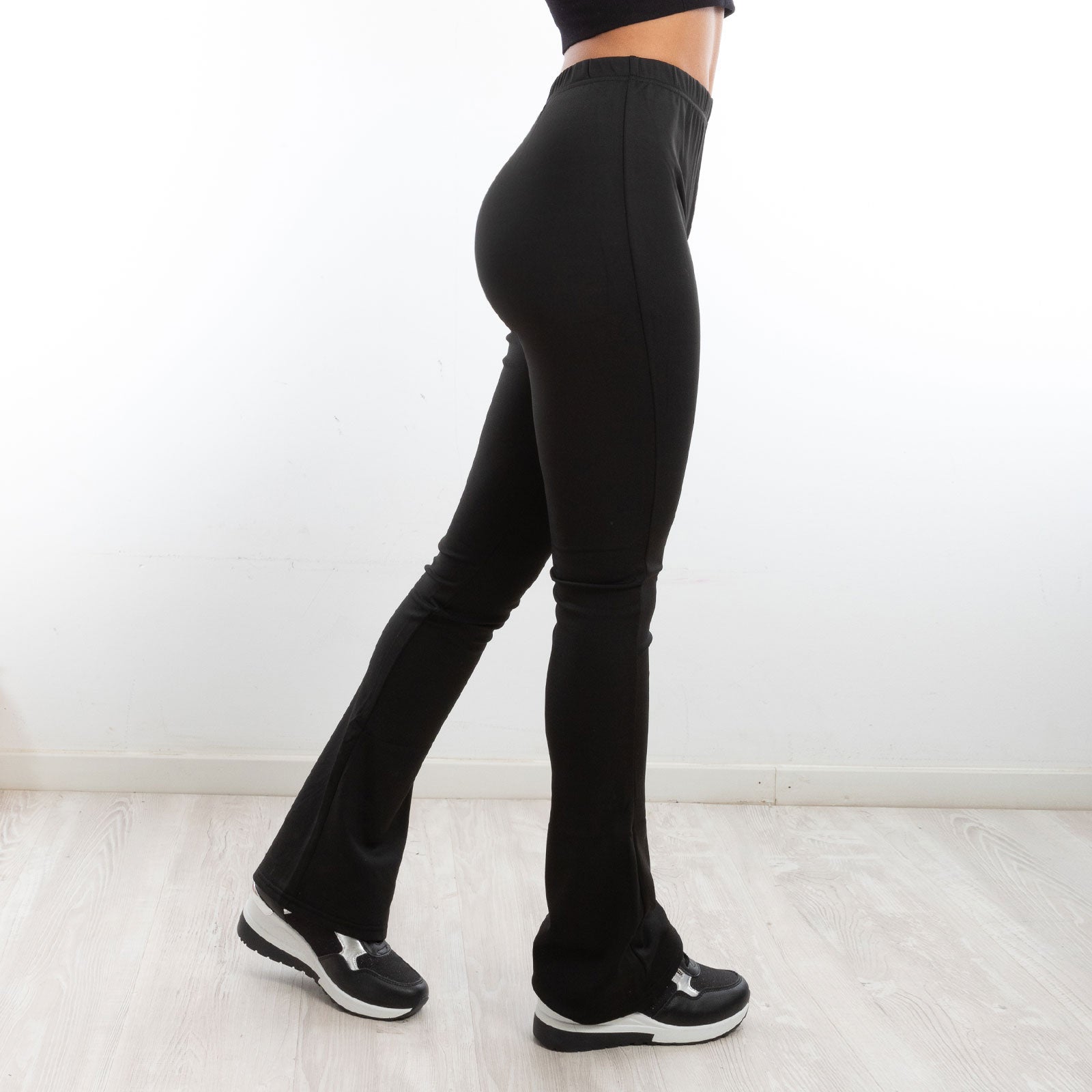 toocool pantaloni donna leggings felpati foderati zampa elefante h912