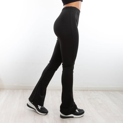 toocool pantaloni donna leggings felpati foderati zampa elefante h912