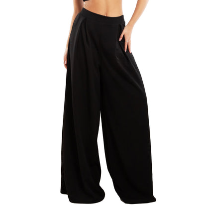 toocool pantaloni donna palazzo pinces eleganti ampi larghi con tasche toocool ms 6934 nero sl