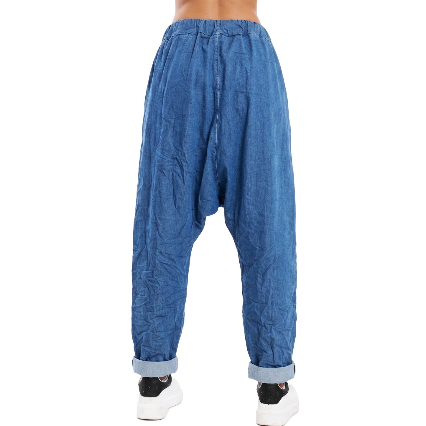 toocool pantaloni harem effetto jeans donna denim cavallo basso toocool 7107a blu taglia unica