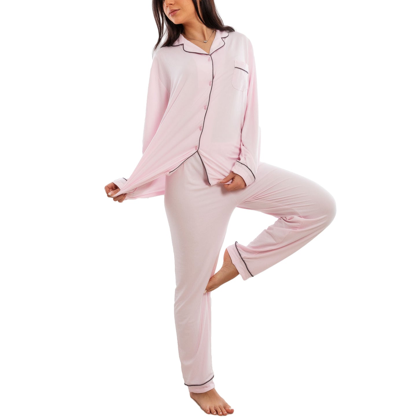 toocool pigiama donna due pezzi microfibra set loungewear maglia maniche lunghe pantaloni lunghi classico toocool m467 rosa xl