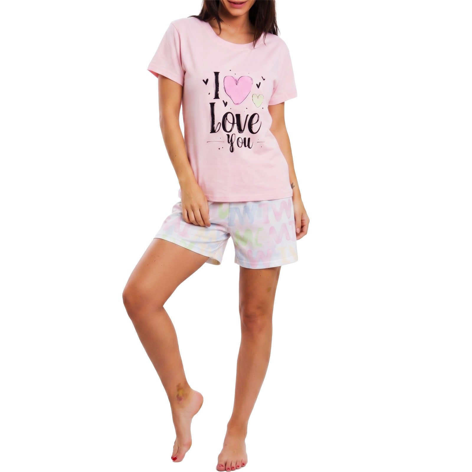 toocool pigiama donna estivo maniche corte completo t shirt e pantaloncini in cotone toocool m446 rosa m