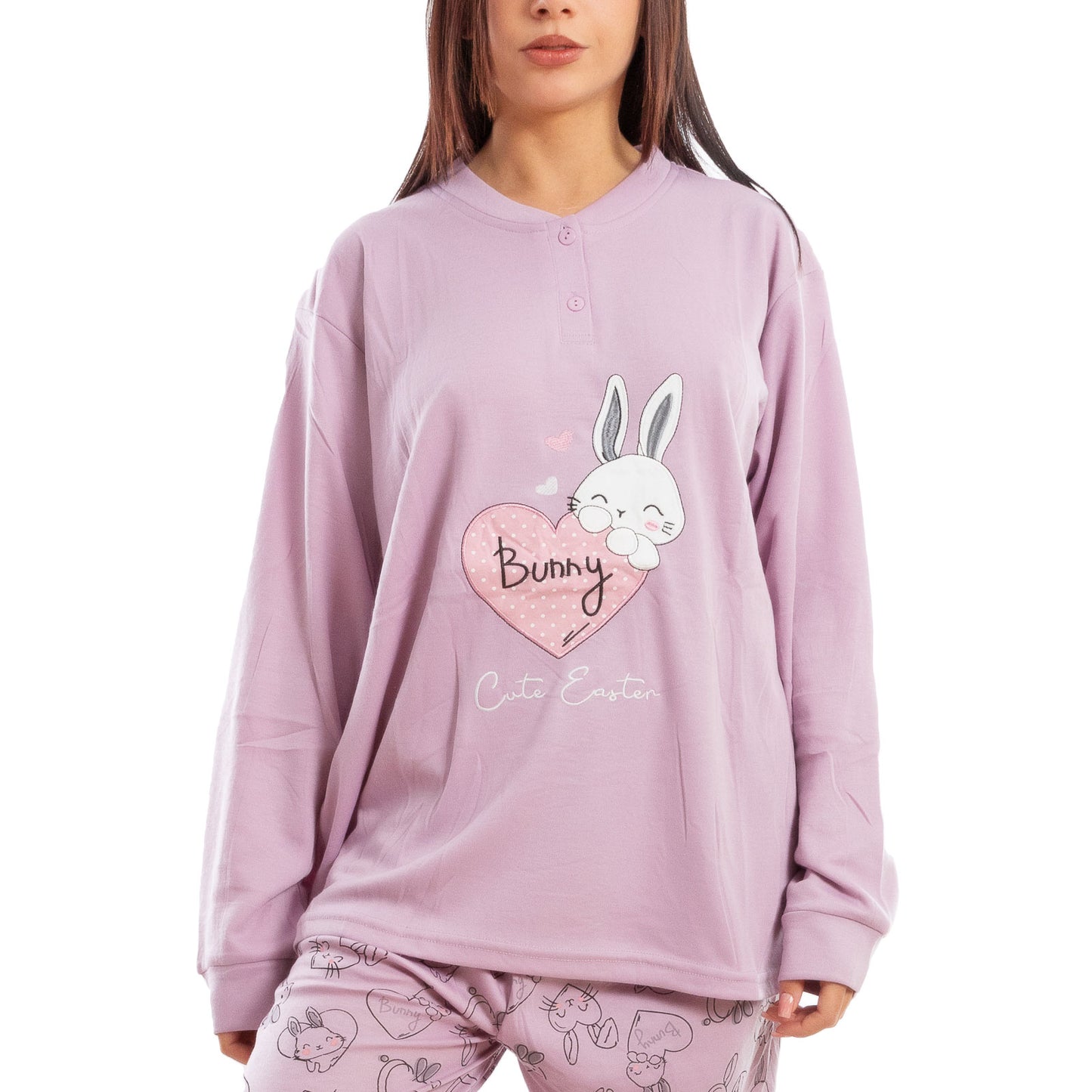 toocool pigiama donna felpato invernale coniglietti caldo c3101