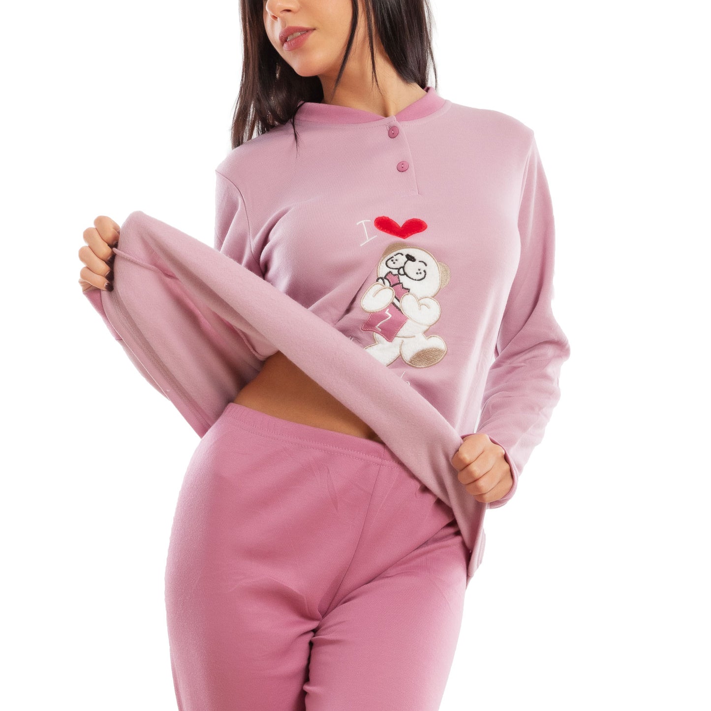 toocool pigiama donna invernale felpato orsetto orso maniche lunghe caldo cotone toocool d8369 rosa s