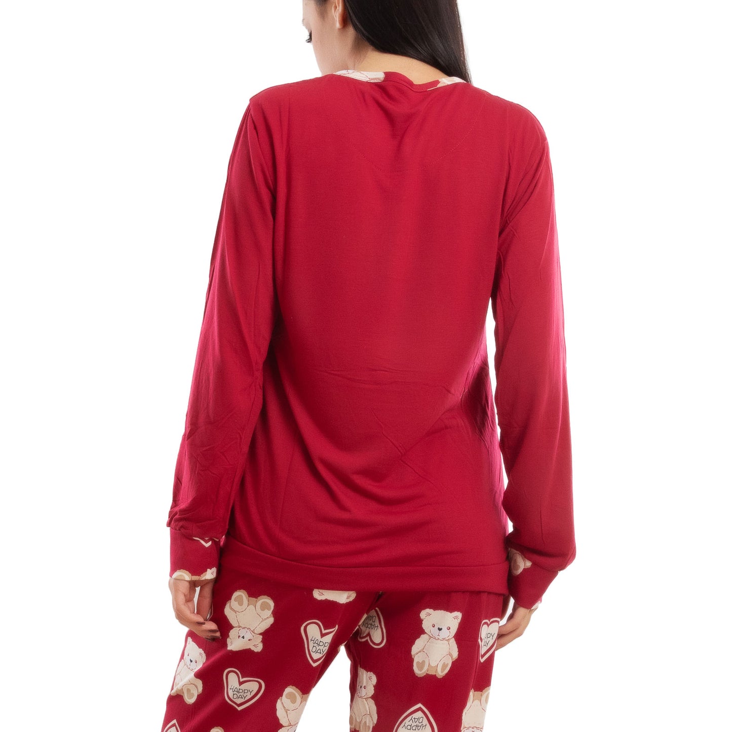 toocool pigiama donna leggero morbido orsetti maniche lunghe pantaloni completo 2 pezzi toocool k 687 rosso s