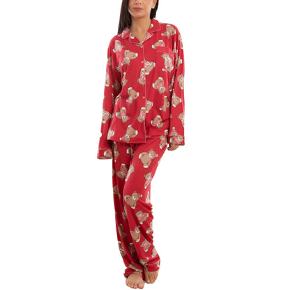 toocool pigiama donna leggero morbido orsetti monopetto oversize set 2 pezzi toocool 7260 blu m