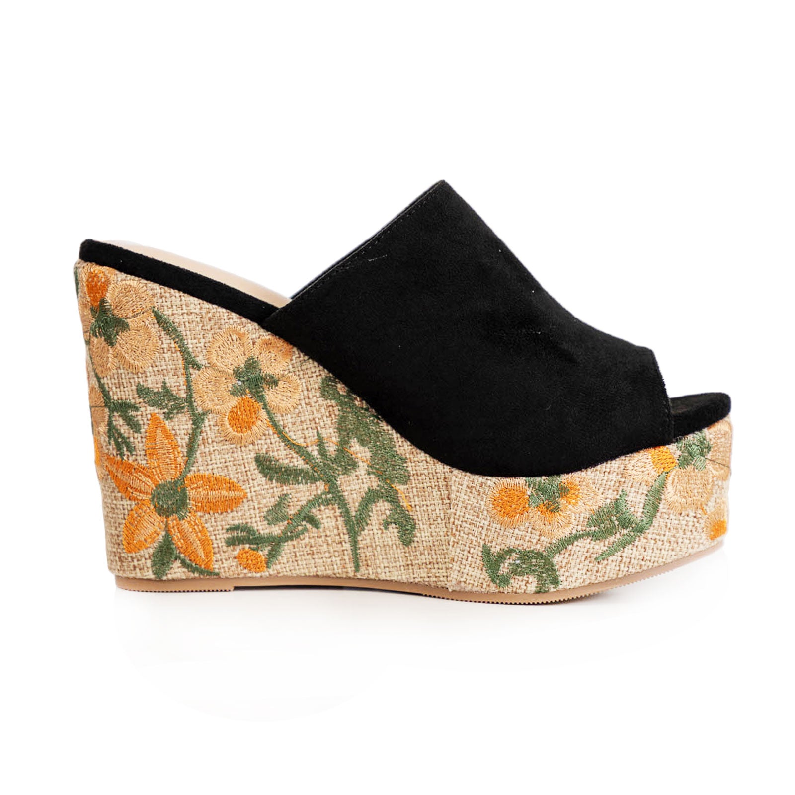 toocool sabot donna zeppa alta e plateau sandali mule open toe scamosciata ricamo floreale boho chict toocool ad5c z1241 nero 36