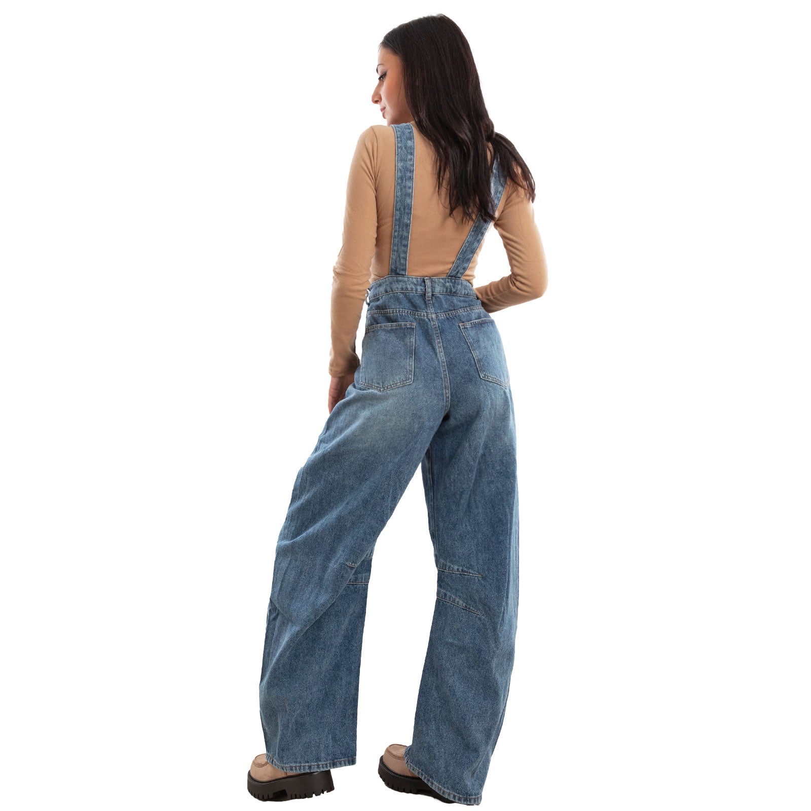 toocool salopette donna jeans overall pantaloni baggy banana denim loose fit toocool f32258 blu xs