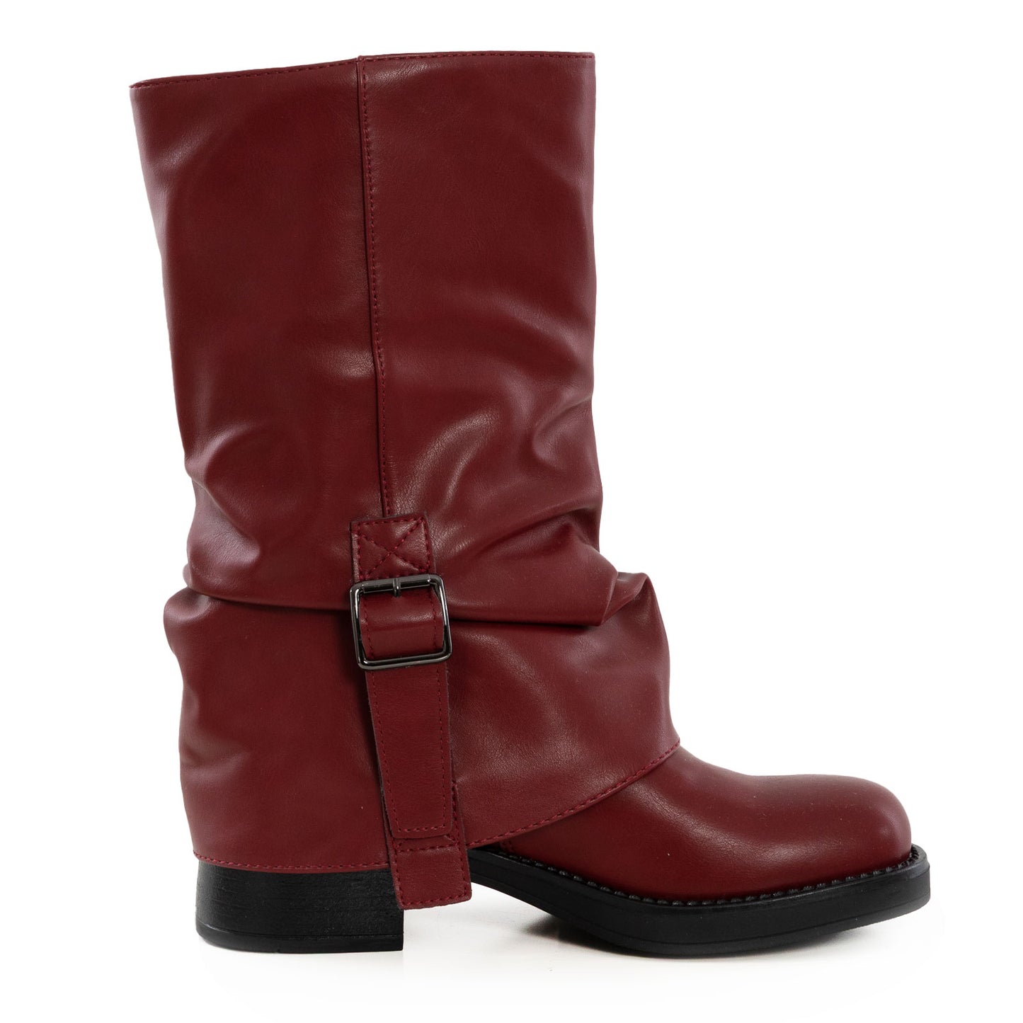 toocool stivali donna biker bassi motociclista polpaccio fibbie scarpe casual ga035