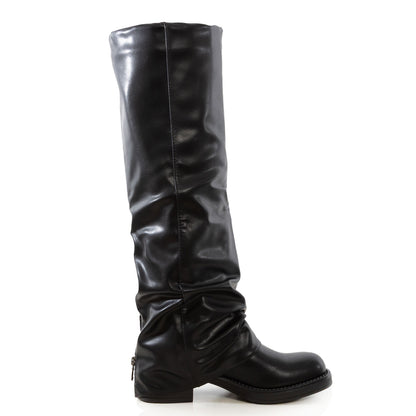 toocool stivali donna ghetta gambale ampio cerniere casual invernali scarpe tacco basso toocool ga037 marrone 39