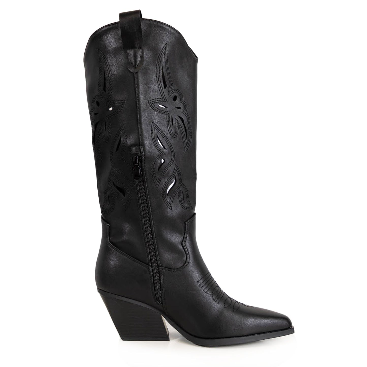 toocool stivali texani al ginocchio estivi e autunnali con ricami e intagli traforati punta allungata stile boho chic country toocool g720 nero 36