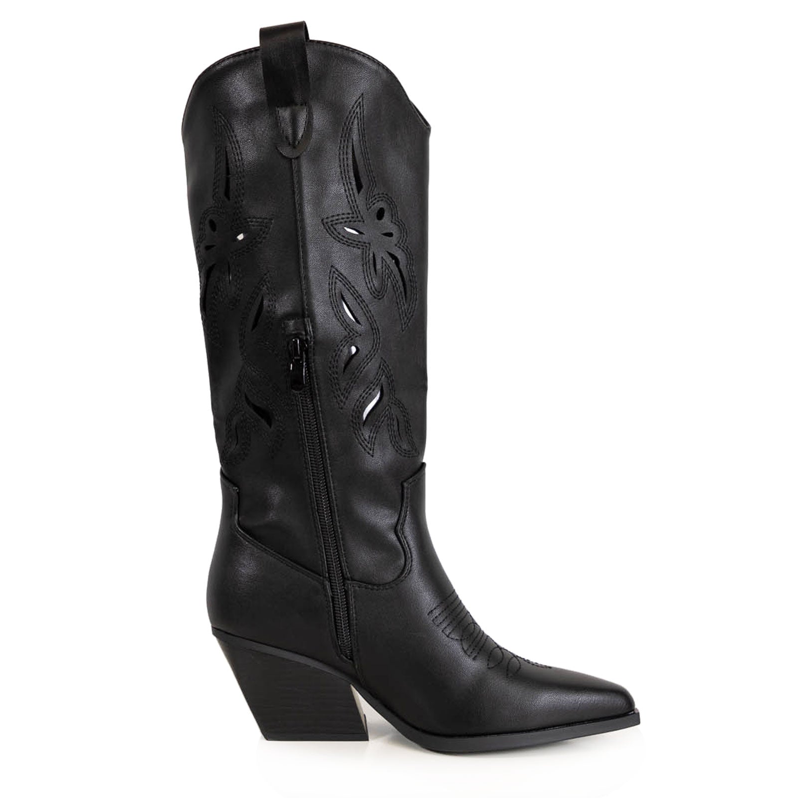 toocool stivali texani al ginocchio estivi e autunnali con ricami e intagli traforati punta allungata stile boho chic country toocool g720 nero 36