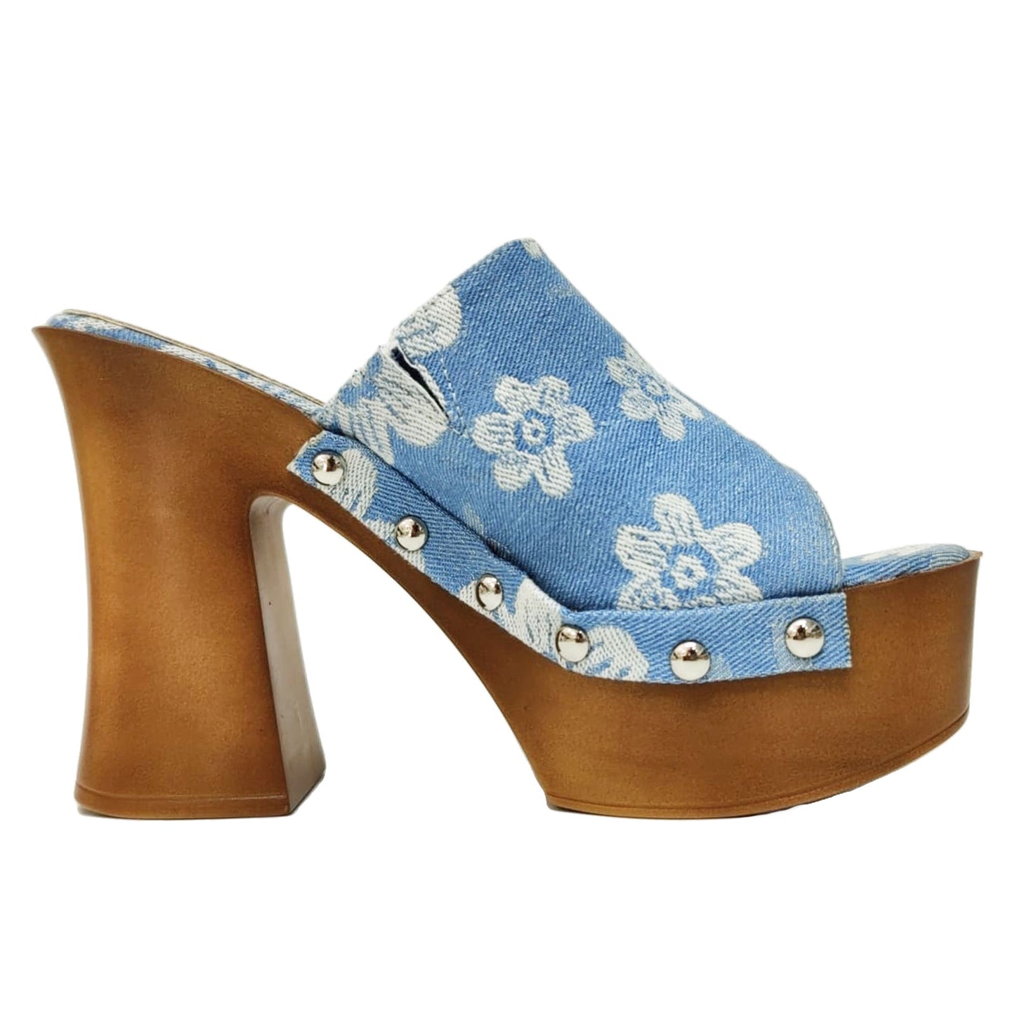 toocool zoccoli donna denim stampa floreale sabot zeppa plateau effetto legno sandali retro style toocool su 8006 1 blu chiaro 36
