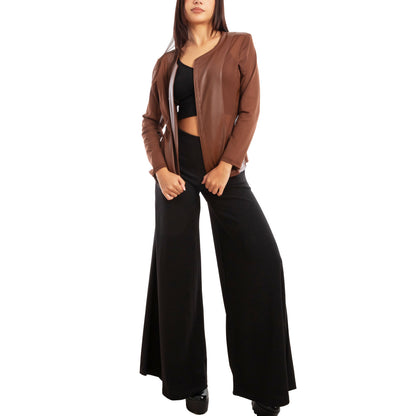 toocool giacca pelle sintetica donna velata elegante g987