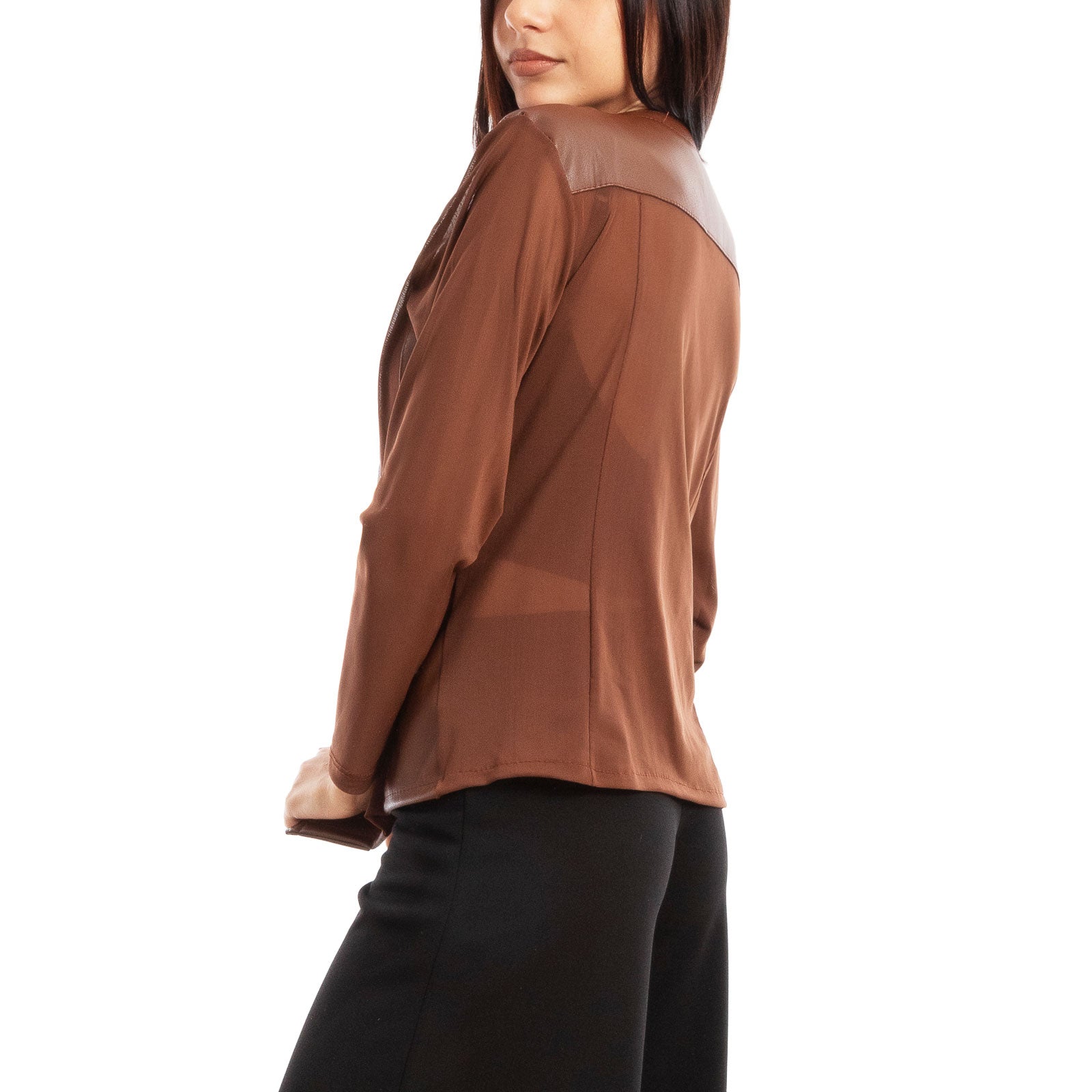 toocool giacca pelle sintetica donna velata elegante g987