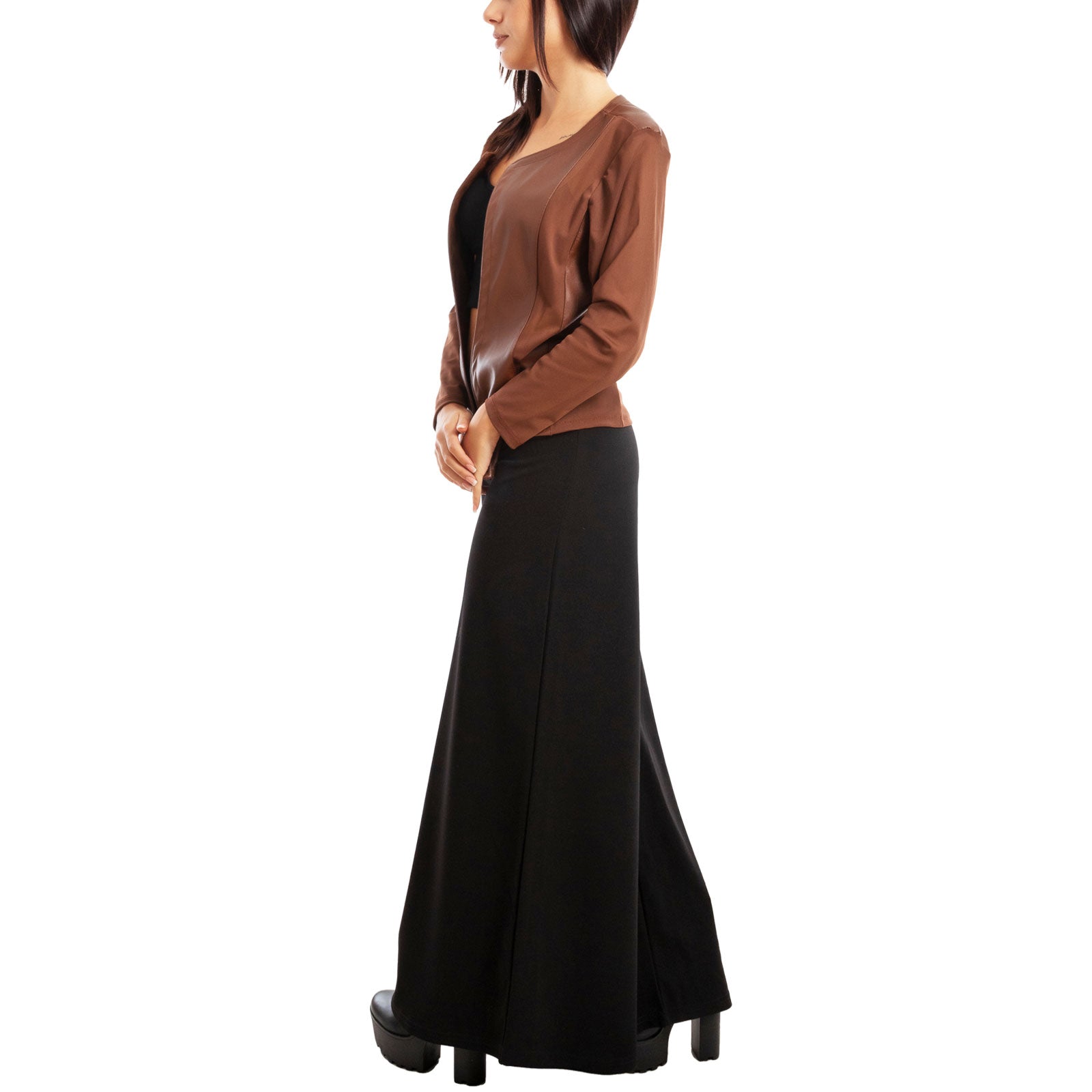 toocool giacca pelle sintetica donna velata elegante g987