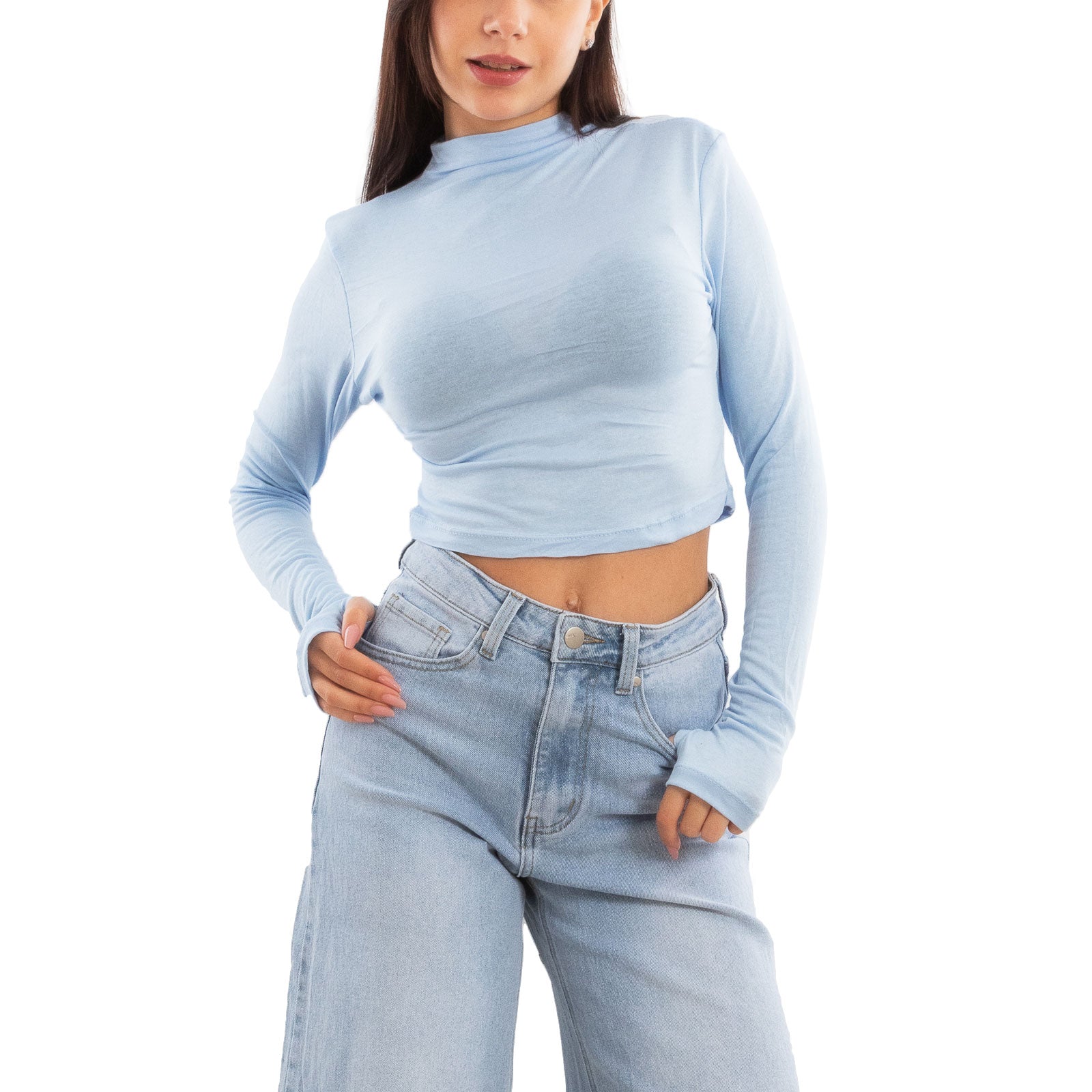 toocool top donna crop corto maniche lunghe foro per pollice blusa toocool vi 5317 nero sm