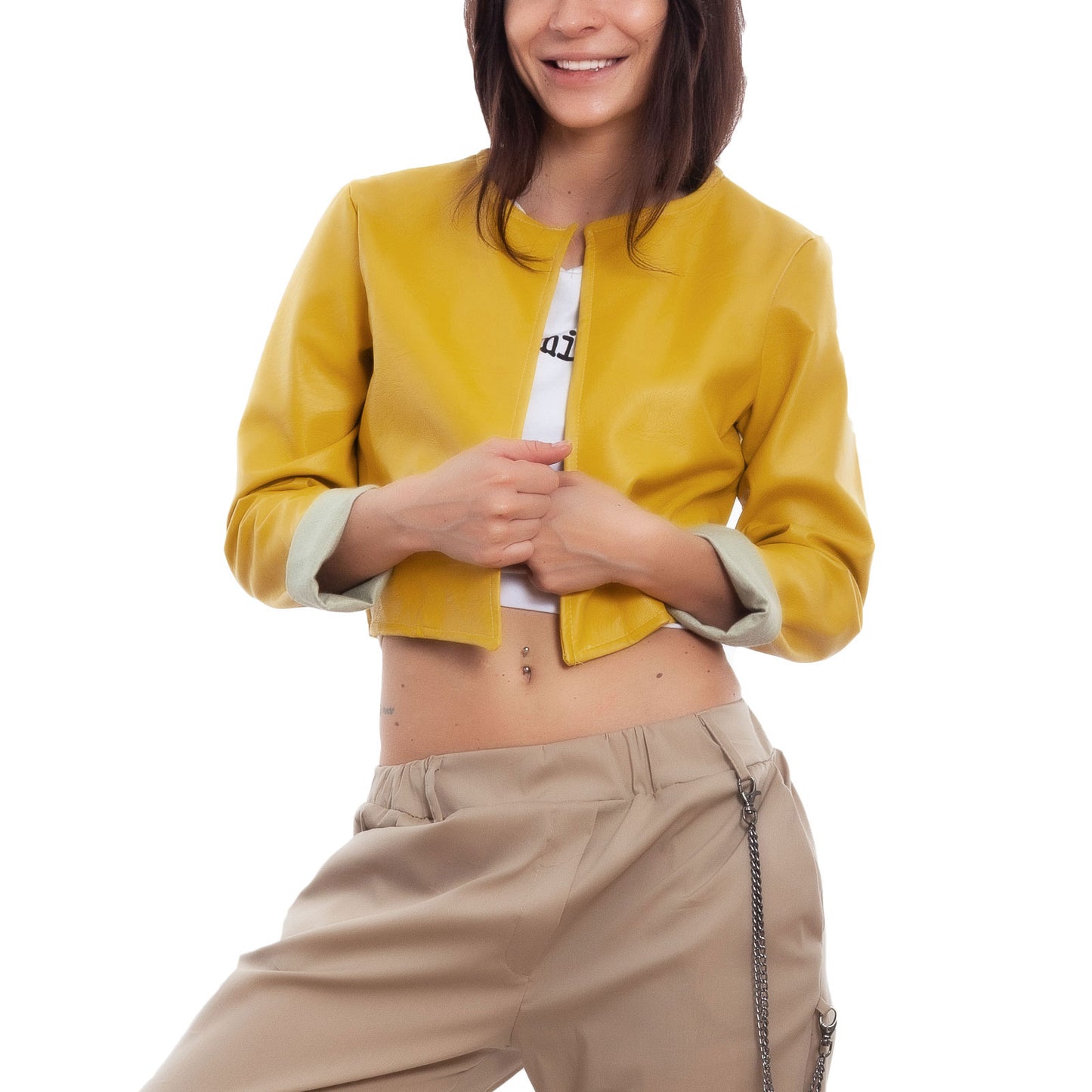 toocool giacca donna corta ecopelle jl 7860