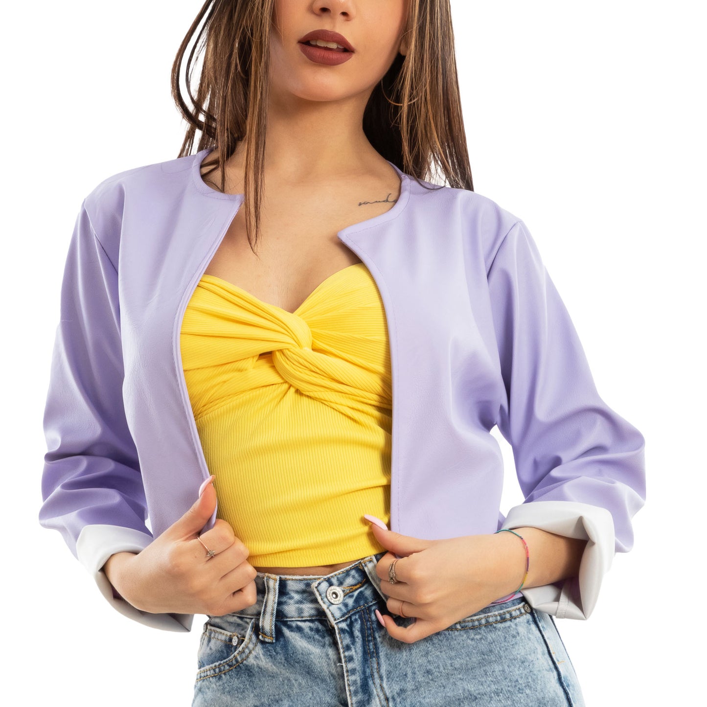 toocool giacca donna corta ecopelle jl 7860