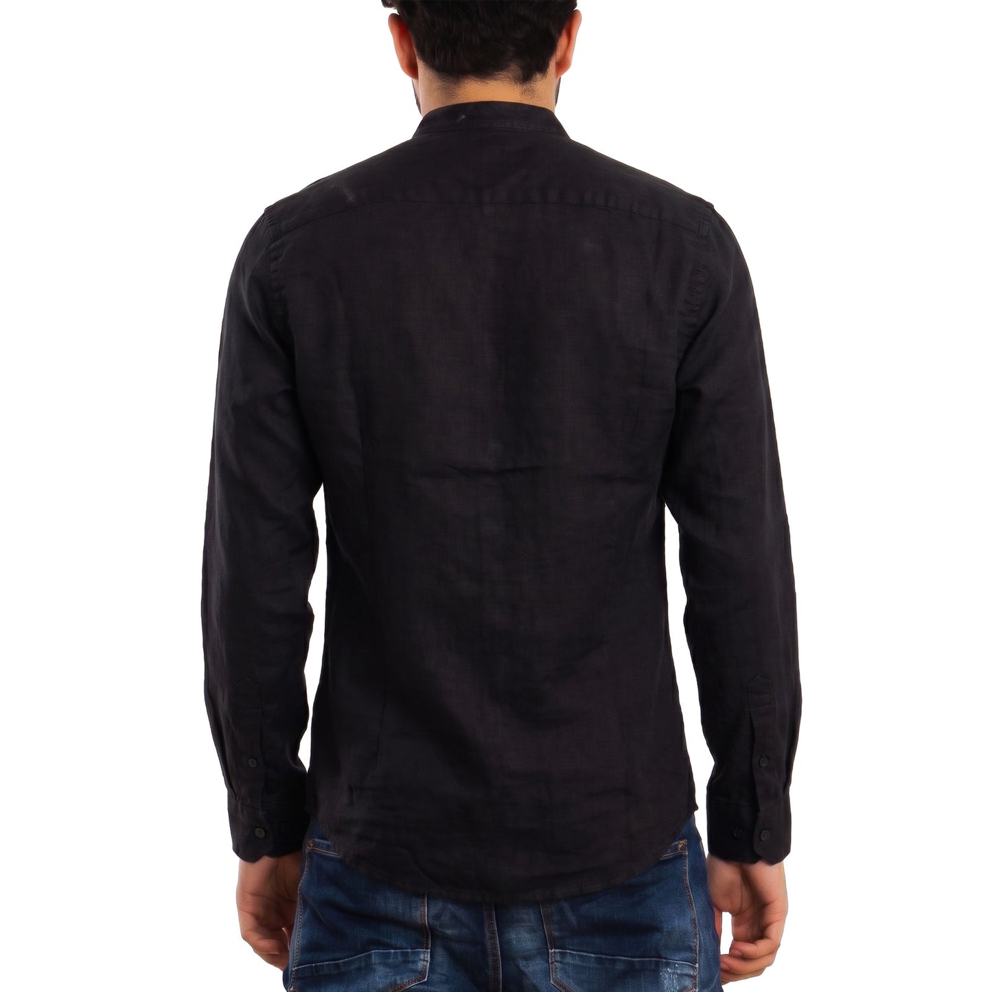 toocool camicia uomo misto lino maniche lunghe bottone regolabile collo alla coreana toocool z 909 nero s