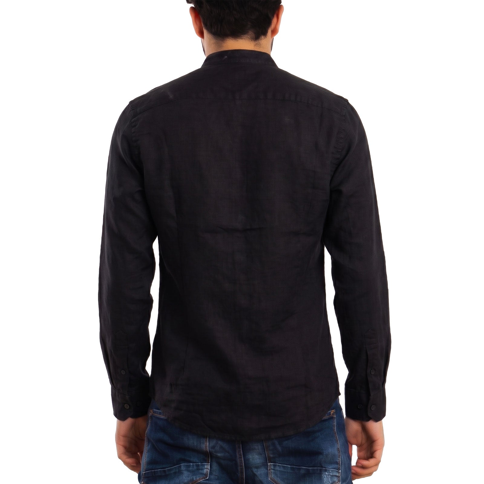 toocool camicia uomo misto lino maniche lunghe bottone regolabile collo alla coreana toocool z 909 nero s