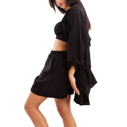 toocool completo due pezzi donna camicia pantaloncini vi 5546