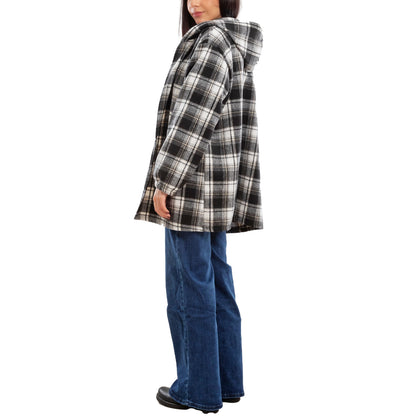 toocool giacca donna blazer felpa cardigan flanella cappuccio scozzese quadri toocool vi 5790 nero sl