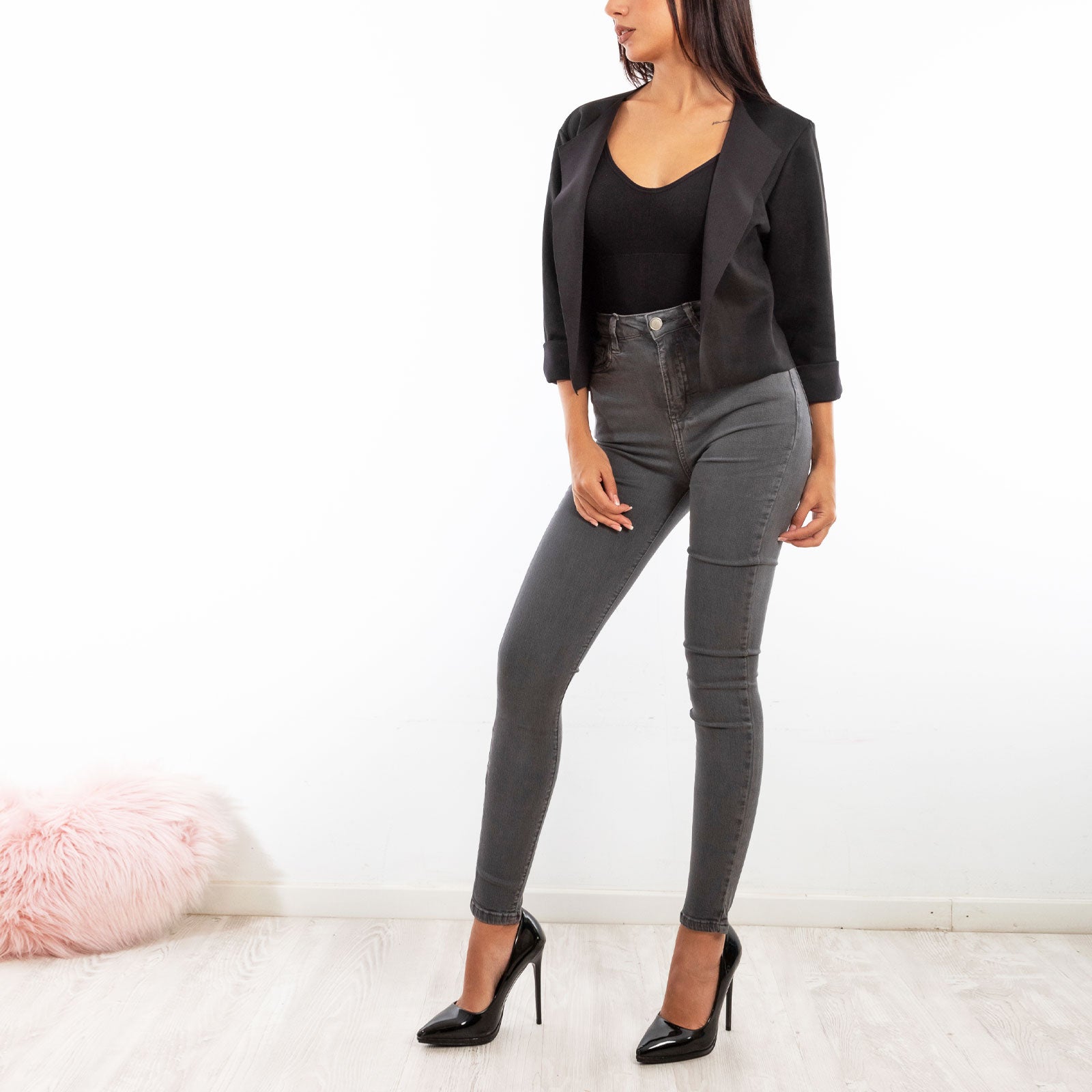 toocool giacca donna finta pelle scamosciata aperta 20868