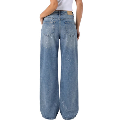 toocool jeans baggy donna ampi con glitter argento toocool tf8039 blu 42