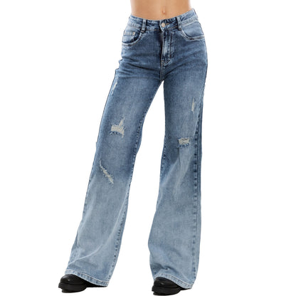 toocool jeans donna palazzo gamba larga baggy ripped pantaloni denim toocool x225 blu xs
