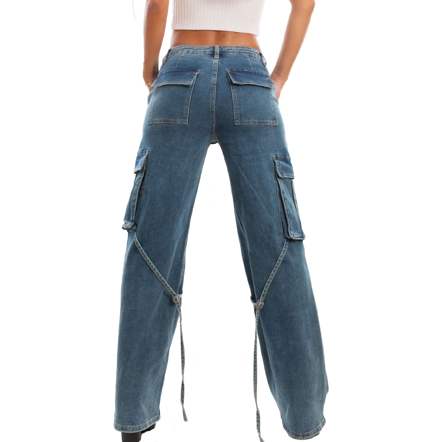 toocool jeans donna palazzo lacci tasconi baggy pantaloni rm2315a