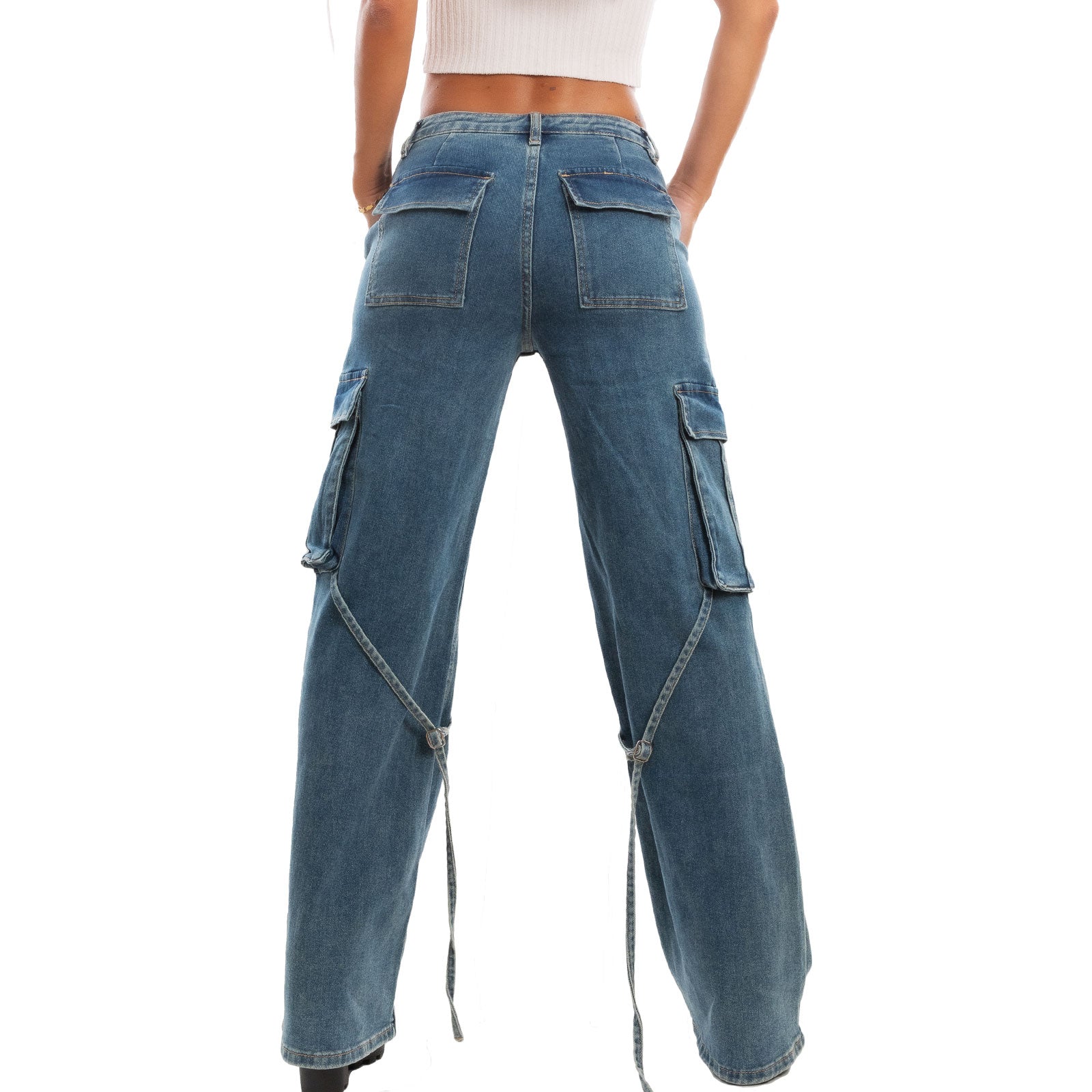 toocool jeans donna palazzo lacci tasconi baggy pantaloni rm2315a