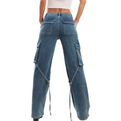 toocool jeans donna palazzo lacci tasconi baggy pantaloni rm2315a